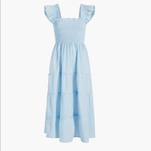 Hill House Home Ellie nap dress blue Swiss dot S altered